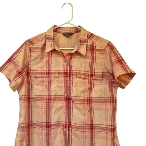Eddie Bauer Women's Pink Poly/Nylon Plaid Short Sleeve Button Down Adventure Shi - Picture 4 of 13